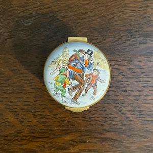 1982 Crummles Christmas Emaille Box - Vintage Crummles A Christmas Carol Trinket Box