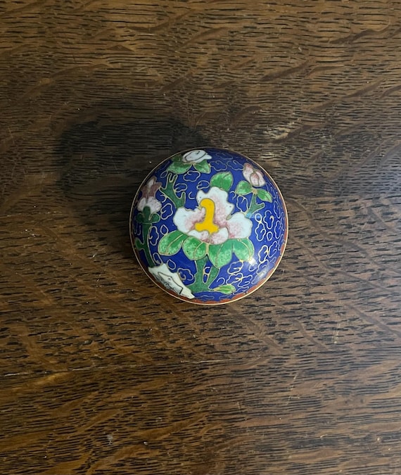七宝焼 小物 アンティーク 花柄 小物入れ 銅製? 七宝焼風 彫金 骨董 文箱