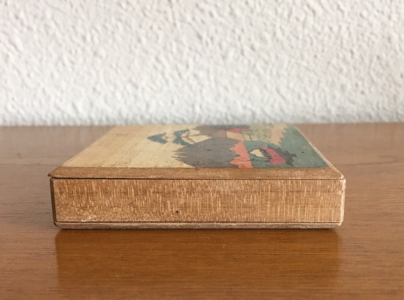 Wooden Trinket Box Vintage Wooden and Mother of Pearl Inlay Box Wooden Inlay Jewelry Box