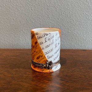 Peint Main Pencil Cup Limoges Box- Vintage Hand Painted Limoges Trinket Box with Pencil Cup