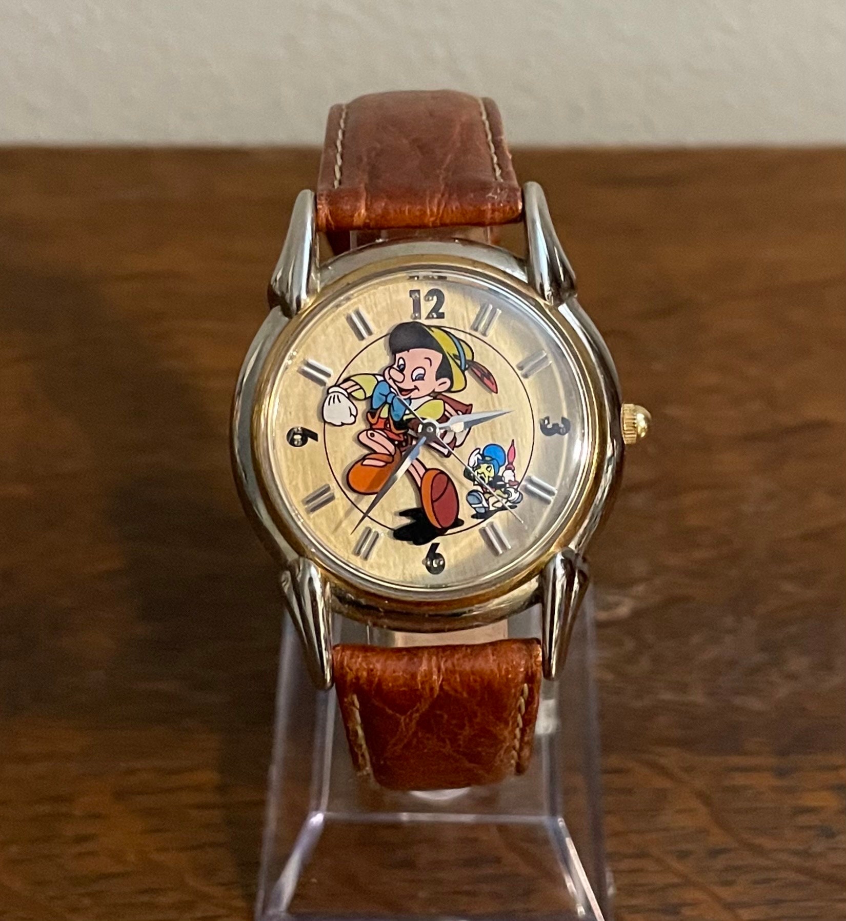 Pinocchio Disney Limited Edition Watch 36MM Brown Leather‎ Bands New Battery 1990 main image 2