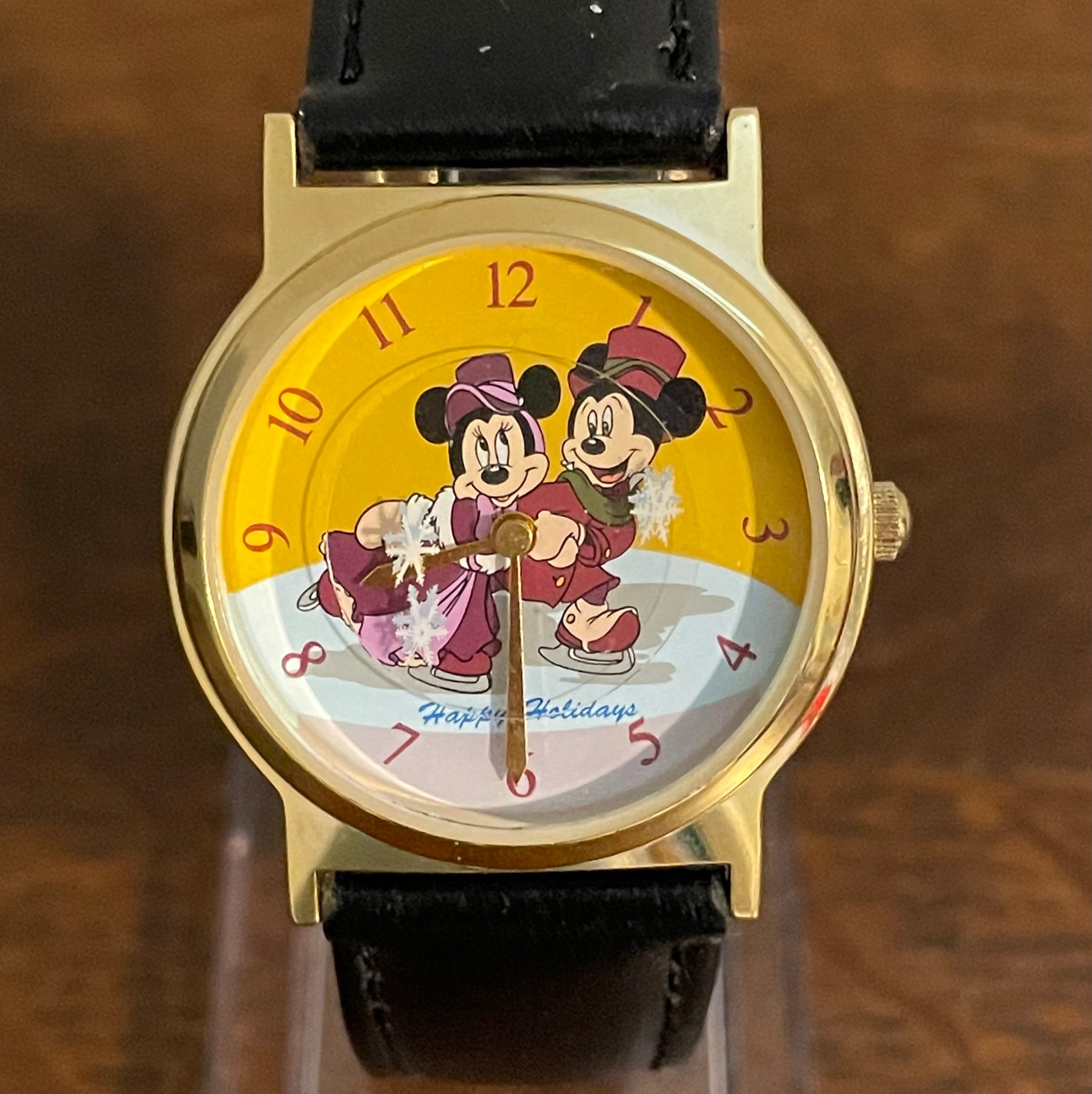DISNEY CAST MEMBER HOLIDAY CELEBRATION WATCH 1998; MICKEY & MINNIE SKATING Disney Cast Member Holiday Celebration Watch 1998; MICKEY  main image 4