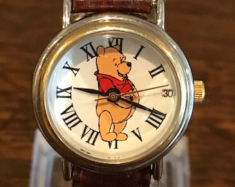1990&#39;s Timex Winnie the Pooh Wristwatch- Vintage Women’s Disney Winnie-the-Pooh Calendar Watch