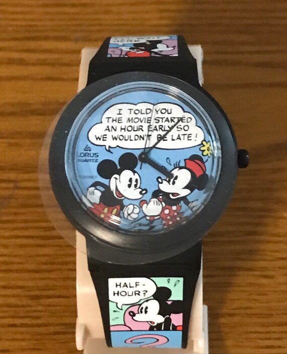 1980 s Lorus Mickey and Minnie Mouse Comic Watch Vintage Disney