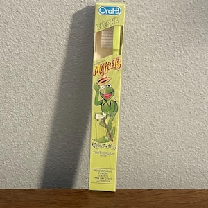 1984 Oral-B Muppets Kermit the Frog Kinderzahnbürste- Vintage Muppets Kermit Zahnbürste, Unbenutzt in Original Box