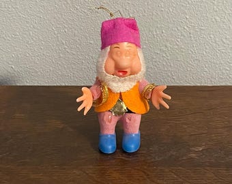 Adorno navideño flocado de Blancanieves y los siete enanitos de los años 60: adorno navideño flocado de Disney de mediados de siglo