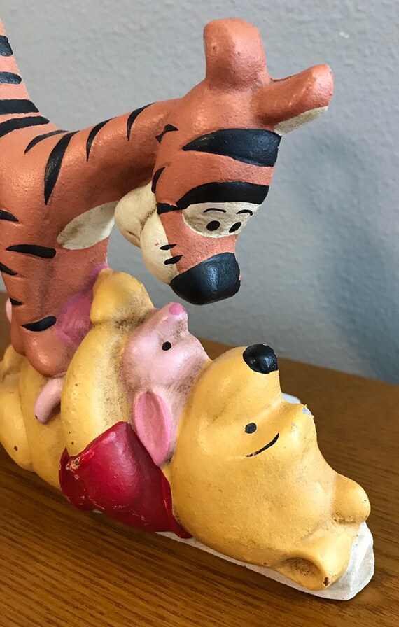 Vintage Painted Cast Iron Winnie The Pooh Doorstop Disney Piglet Pooh And Tigger Cast Iron Doorstop