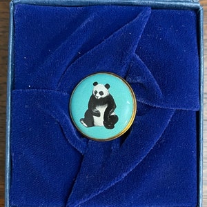 1990’s Halcyon Days Panda Bear Box- Vintage Halcyon Days Panda Enamel Box