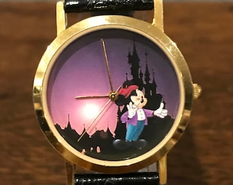 Edición limitada de 1990 Euro Disney Resort Exclusive Mickey Mouse Watch- Vintage Euro Disney Paris Mickey Mouse Watch