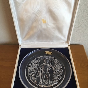 Vintage Gilbert Poillerat Hand Cut Leaded Crystal Seasons Plate- Gilbert Poillerat Summer Plate- 1970&#39;s Cristalleries De Vianne France Plate