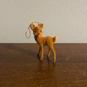 Flocked Rudolph the Red Nosed Reindeer Ornament- Vintage Flocked Rudolph Ornament