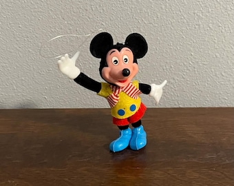 1960’s Disney Flocked Mickey Mouse Ornament- Mid Century Flocked Disney Mickey Ornament