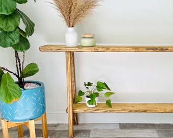 Rustic Wood Console Table: Narrow Farmhouse Entryway Sofa Table