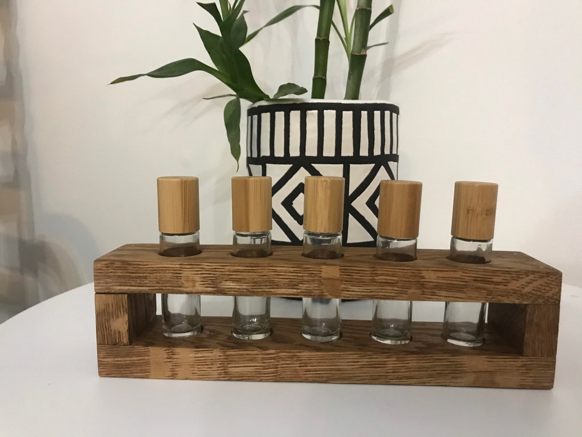 Wood Essential oil holder wood roller bottle holder Etsy