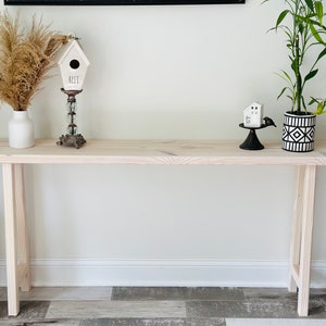 Handcrafted Wood Sofa Table | Console Table | Modern |Boho | A Frame | Accent Furniture | Skinny Table | Entryway Table | Foyer | White Wash