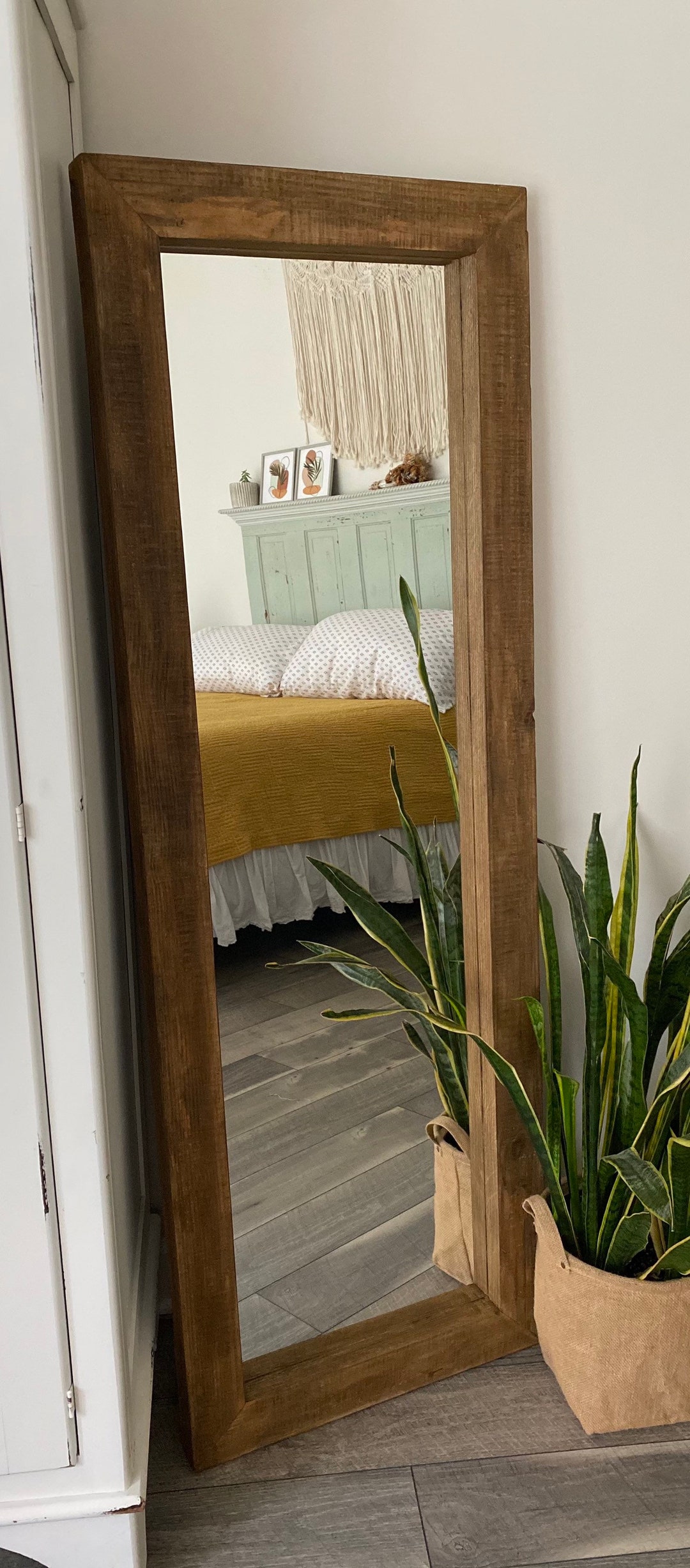 Full Length Mirror Wood Framed Mirror farmhouse Mirror Etsy