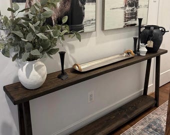 Wood Sofa Table With Shelf | Console Table | Farmhouse | Accent Furniture | Skinny Table | Entryway | Foyer| Living Room | Customize