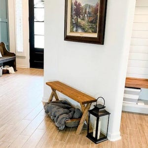 Handcrafted Farmhouse Skinny Bench: Rustic Barnwood Accent Table