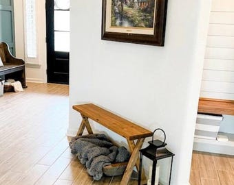 Handcrafted Farmhouse Skinny Bench: Rustic Barnwood Accent Table