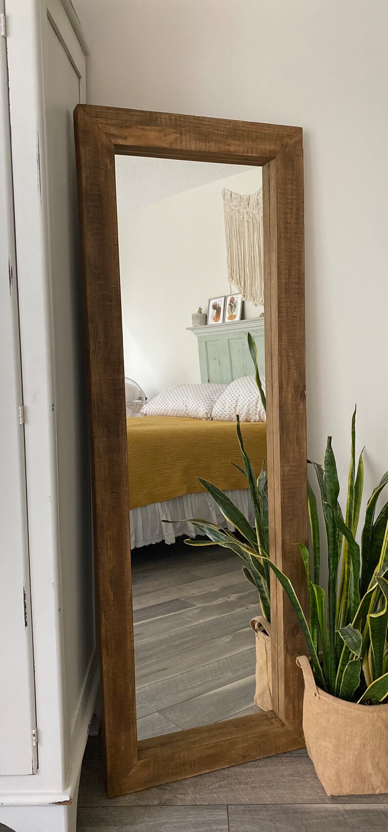 Full Length Mirror Natural Wood Mirror farmhouse Mirror Etsy