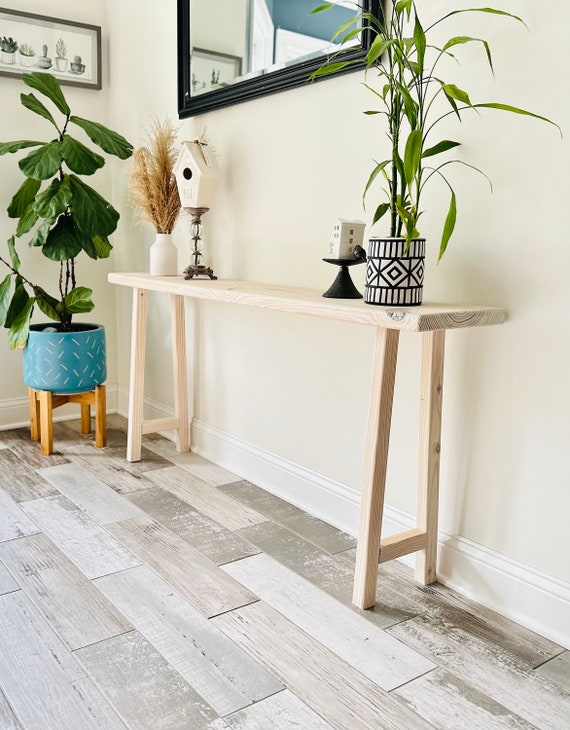 Handcrafted Wood Sofa Table Console Table Modern boho A Frame Accent Furniture Skinny Table Entryway Table Foyer White Wash Etsy