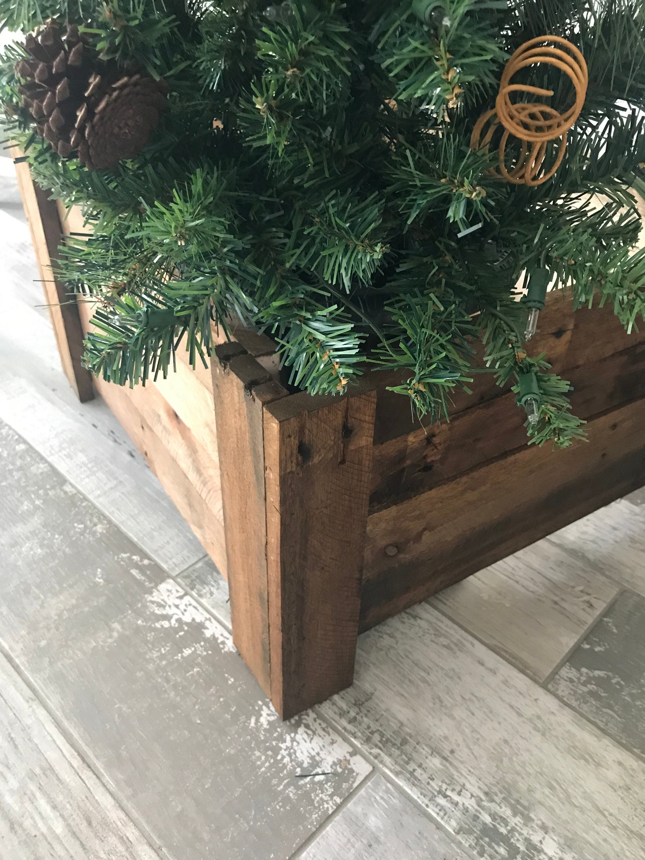 Christmas tree collar wood tree skirt farmhouse tree box Etsy