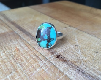 Sterling Silver and Hubei Turquoise Ring - size 5.5