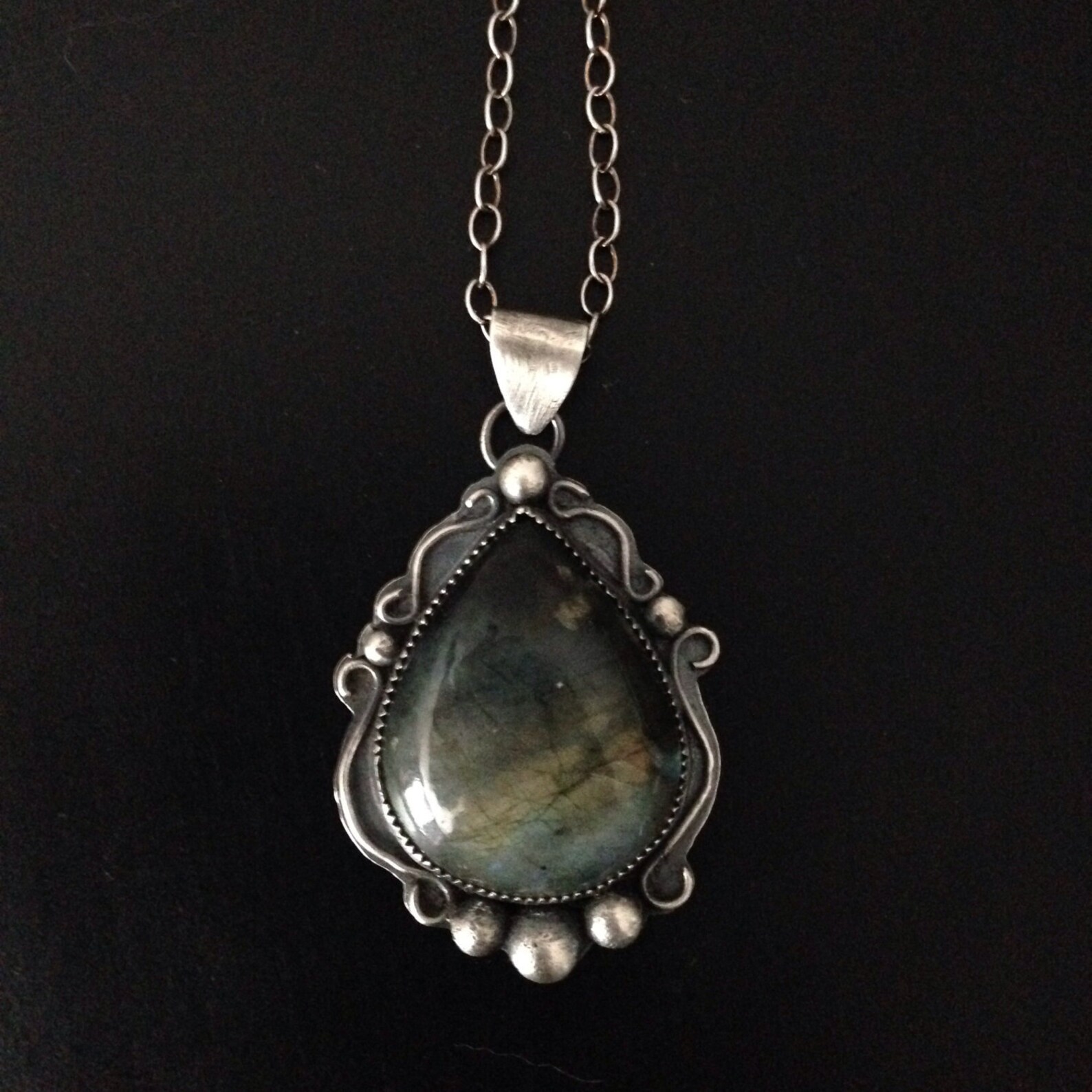 Labradorite and Sterling Silver Talisman Pendant 18 Inch Chain Etsy