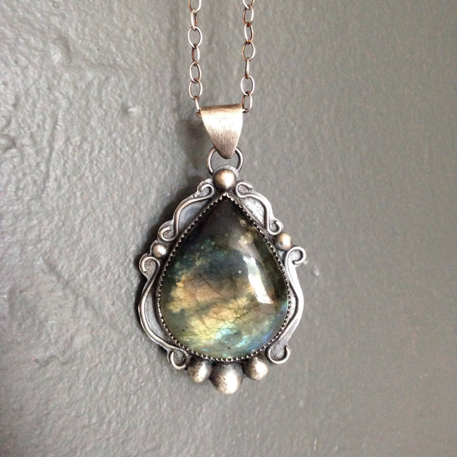 Labradorite and Sterling Silver Talisman Pendant 18 Inch Chain Etsy