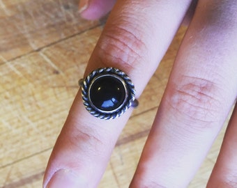 Sterling Silver and Black Onyx Braided Statement Ring