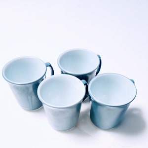 Set of 4 Vintage Pyrex Slate Blue Glass Coffee Mugs
