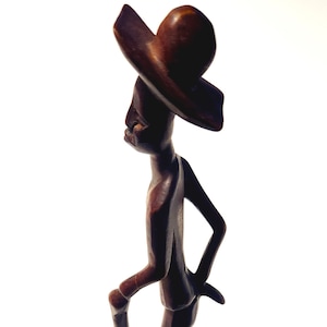 Hand-carved African Folk Art Male with Walking Stick Wooden Figurine
