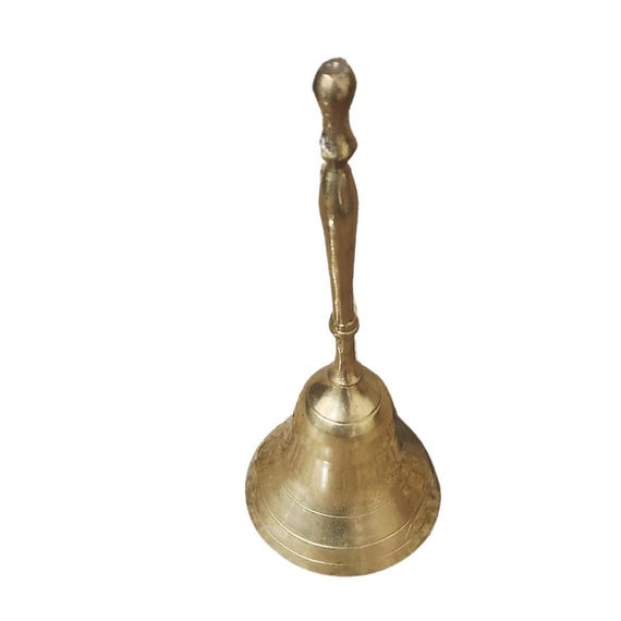 Vintage Brass Hand Bell – Made in India – 7.5” Tall