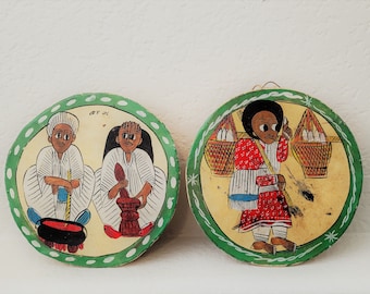 Vintage Authentic Handmade Ethiopian Drums Set of 2