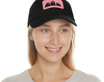 Spooky Ghost Leather Patch Dad Hat - Halloween Cap