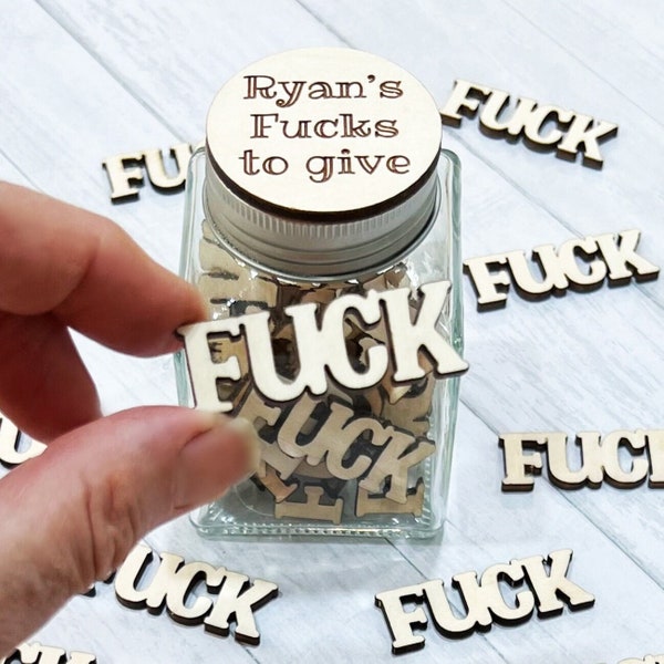 Glass Jar of Wooden Fucks Personalized - Christmas Gift for Co-Worker, Boss Gag gift