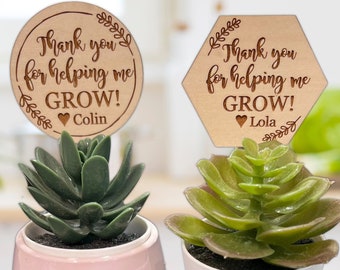 Personalized Wood Succulent Plant Sticks - Perfect Gift for Teachers