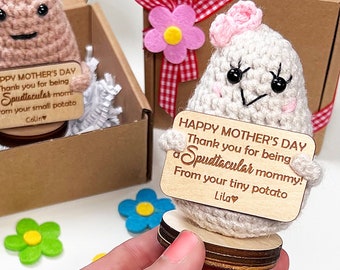 Gift for Mom from Kids for Mother's Day, Positive Crochet Potato with Optional Gift Box