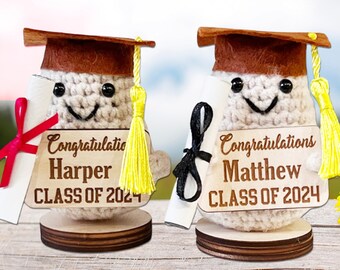 Graduation Gift Keepsake Personalized, 2024 Grad Custom Crochet Gift, Positive Potato, Emotional Support