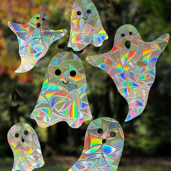 Ghost Suncatcher Halloween Window decal Witchy Rainbow Prism Spooky Decor