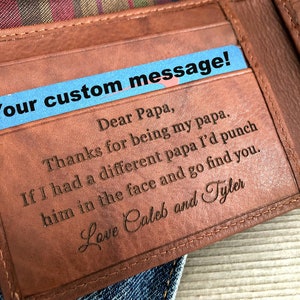 Personalized men's wallet custom engraved wallet personalized gift for dad, Fathers day gift monogram wallet Toffee 7751 image 2