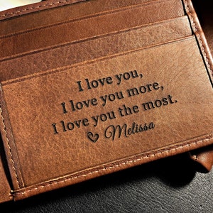 Personalized men's wallet custom engraved wallet personalized gift for dad, Fathers day gift monogram wallet Toffee 7751 image 1