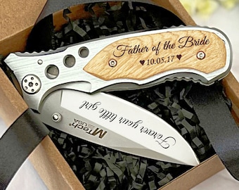 Father of the Bride Gift from Daughter, Personalized Pocket Knife