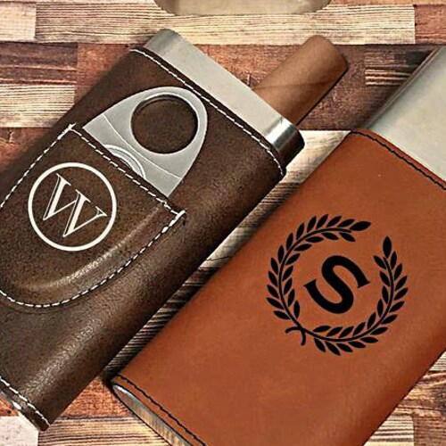 Personalized Travel Cigar Case With Cigar Cutter Great Gift Etsy