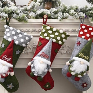 Christmas Stocking Personalized  Gnomes Elf