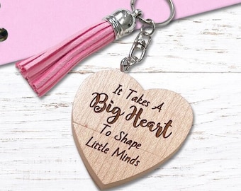 It Takes a Big Heart Keychain for Teachers, Flash Drive Keychain for Teachers Gift Personalized with Your Message 32GB