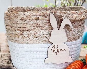 Easter Basket Tag, Personalized Engraved Bunny Name Gift Tag