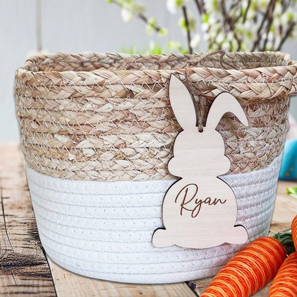 Easter Basket Tag, Personalized Engraved Bunny Name Gift Tag