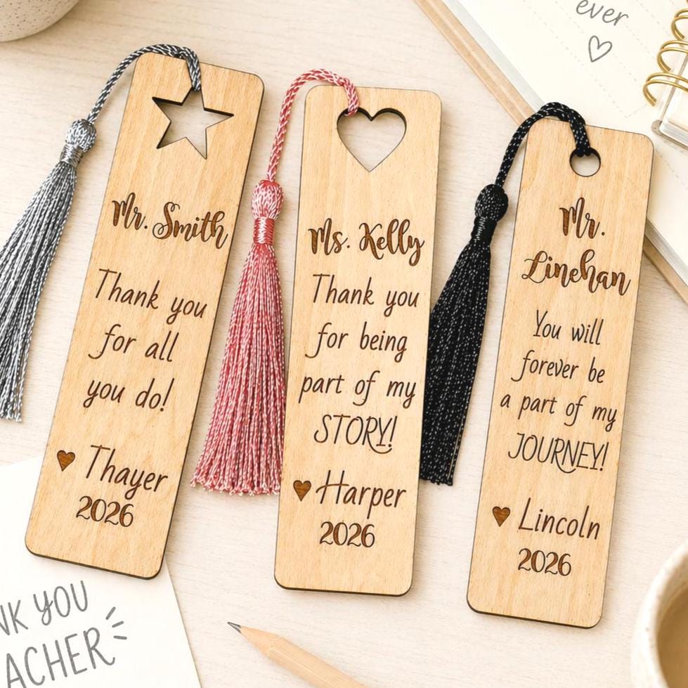 Personalized Teacher Bookmark Gift, End of Year Teacher Thank You Gift ...