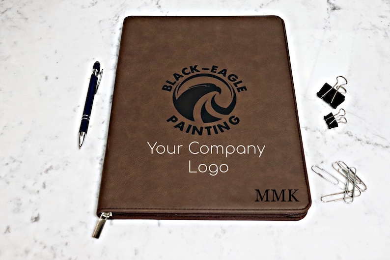 Personalized Leather Padfolio With Zipper Business Portfolio Etsy
